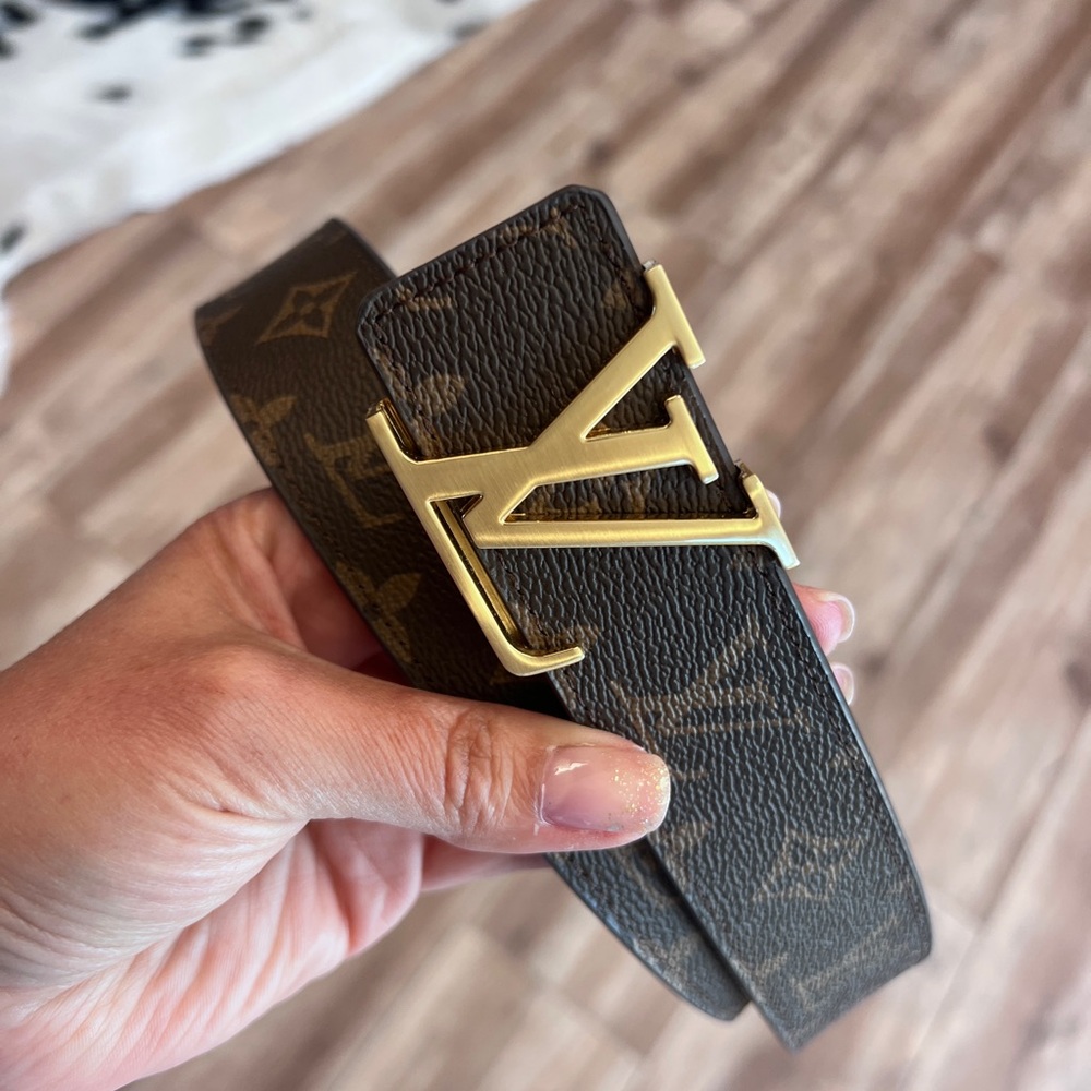Louis Vuitton Brown and Gold Belt with Signature Monogram